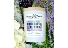 Load image into Gallery viewer, Soy Wood Wick White Sage and Lavender Candle 10oz