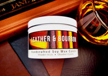 Load image into Gallery viewer, Soy Wood Wick Leather and Bourbon Candle 6oz