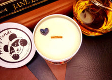 Load image into Gallery viewer, Soy Wood Wick Leather and Bourbon Candle 6oz Top