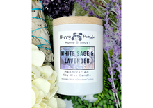 Load image into Gallery viewer, Soy Wood Wick White Sage and Lavender Candle 10oz
