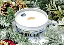 Load image into Gallery viewer, Soy Wood Wick Winter Pine Candle 6oz Top
